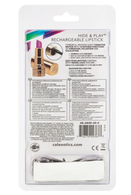 Вібратор у формі помади CalExotics Hide &amp; Play Lipstick Recharge, 7.5 х 2 см - Зображення 7