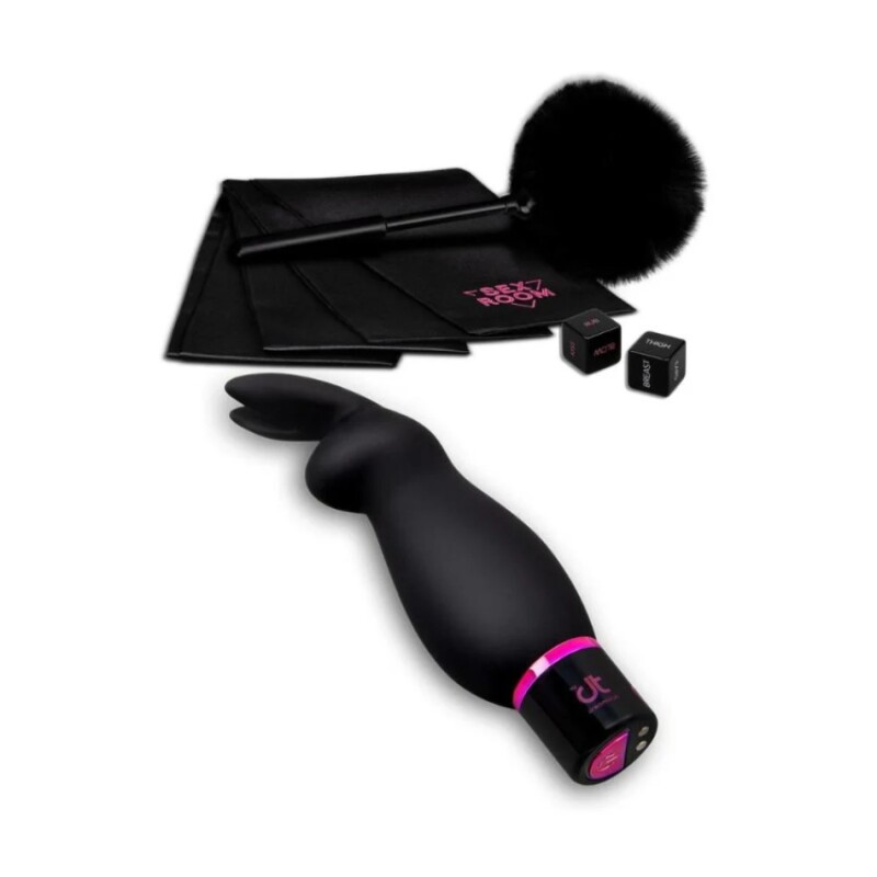 Набір із вібратором для клітора Sex Room Raunchy Kit, 5 предметів та мішечок для зберігання, чорного кольору, 13 см - Зображення 4