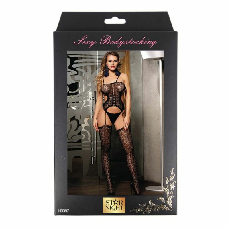 Комбінезон з доступом Star Night Crotchless FishnetBodystocking мереживний, чорний, XS-M - Изображение 2
