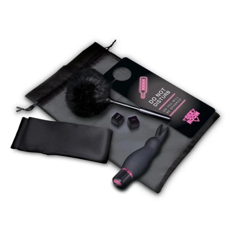 Набір із вібратором для клітора Sex Room Raunchy Kit, 5 предметів та мішечок для зберігання, чорного кольору, 13 см - Зображення 3