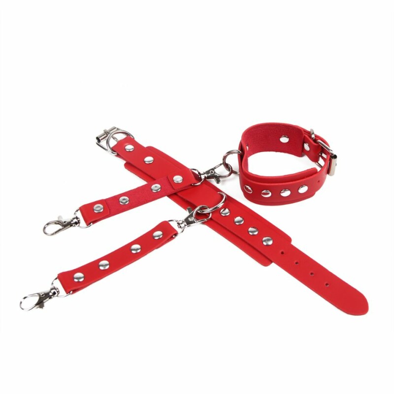 Гартери на талію і стегна з наручниками Star Night Sexy Bondage з екошкіри, червоні, One Size - Зображення 3