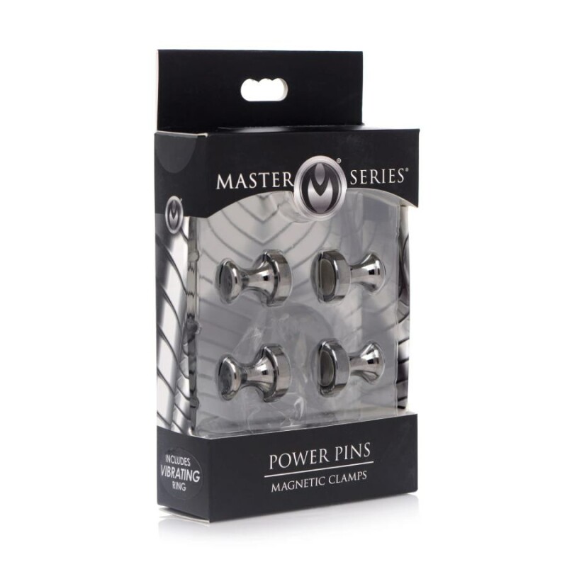 Затискачи для сосків XR Brands Power Pins магнітні, чорні, 2 х 1.5 см