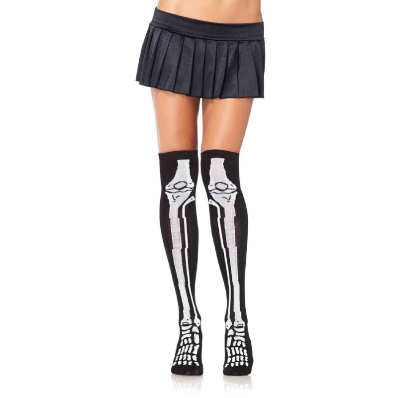Шкарпетки довгі Leg Avenue Frankie Skeleton, чорні-білі, One Size - Изображение 4