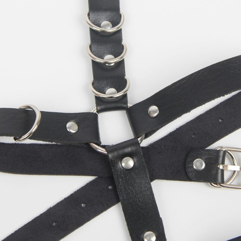 Портупея гартери на ноги Star Night Bandage Garter з екошкіри з металевою фурнітурою, чорна, OS - Изображение 2