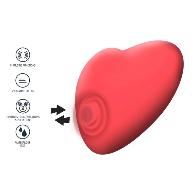 Вібратор у вигляді серця Xocoon Heartbeat з пульсацією, червоний, 7.5 х 7.2 см - Изображение 4
