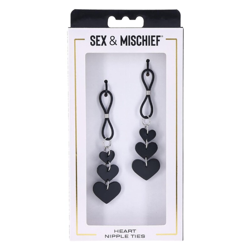 Затискачі для сосків Sex & Mischief у формі сердець, чорні - Зображення 1