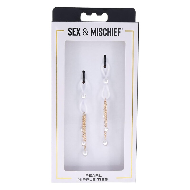 Затискачі для сосків Sex &amp; Mischief з декоративними перлинами, золоті - Изображение 1