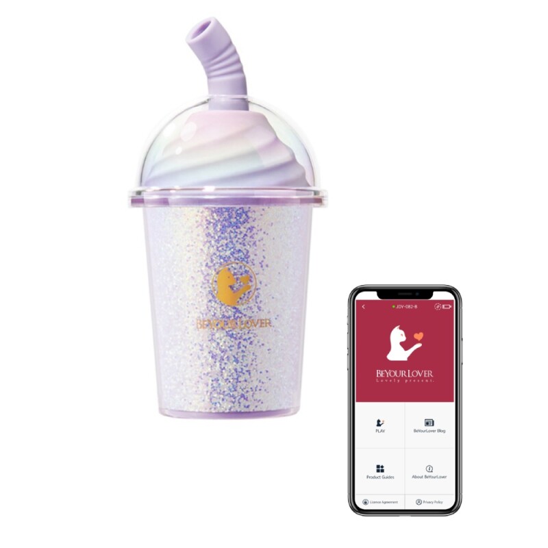 Вакуумний стимулятор у формі стаканчика з трубочкою BeYourLover Joy Cup сяючий бузковий, 9.1 х 4.6 см