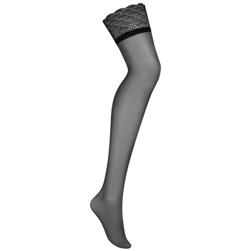 Панчохи Obsessive Chemeris з мереживом, чорні, XS-S - Изображение 2