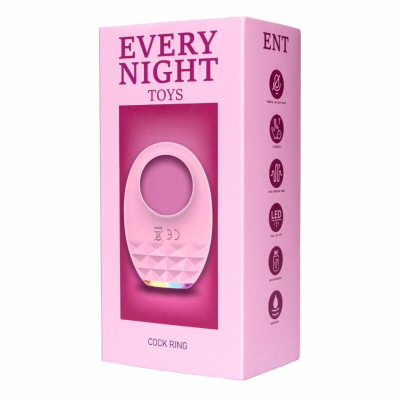 Ерекційне віброкільце Every Night Toys Luxury Diamond з підсвіткою, рожеве, 5.3 х 5.3 см - Зображення 1