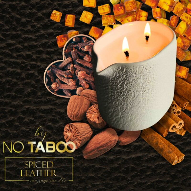 Масажна свічка, 140 мл, NO TABOO Spiced Leather шкіра + амбра + мускатний горіх - Изображение 8