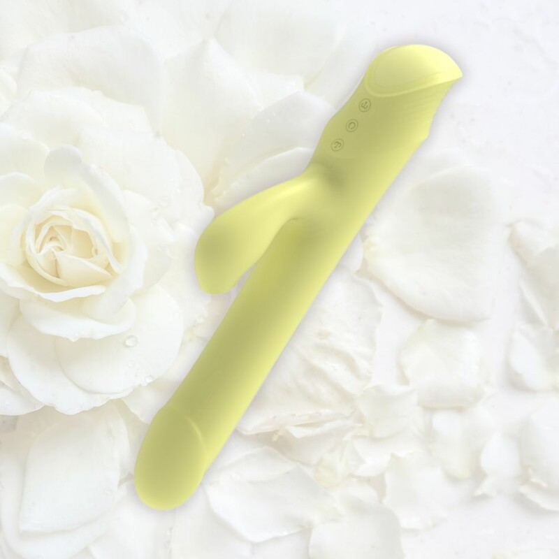 Вібратор-кролик з фрикціями та вакуумною стимуляцією Every Night Toys для точки G, жовтий - Изображение 6