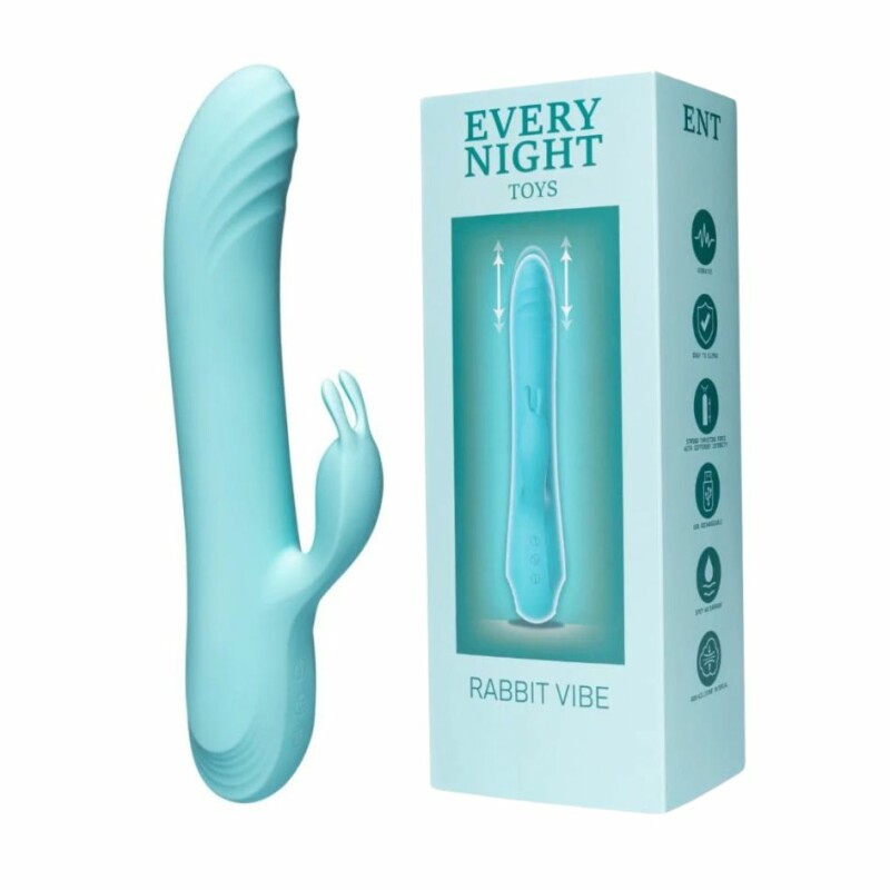 Вібратор-кролик з фрикціями Every Night Toys для точки G, бірюзовий