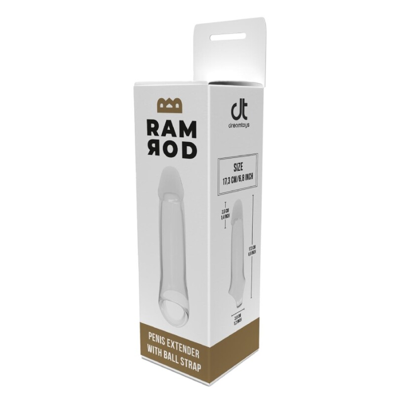 Насадка на пеніс Dreamtoys Ramrod з кільцем для мошонки, прозора, 17.3 х 3 см - Изображение 1