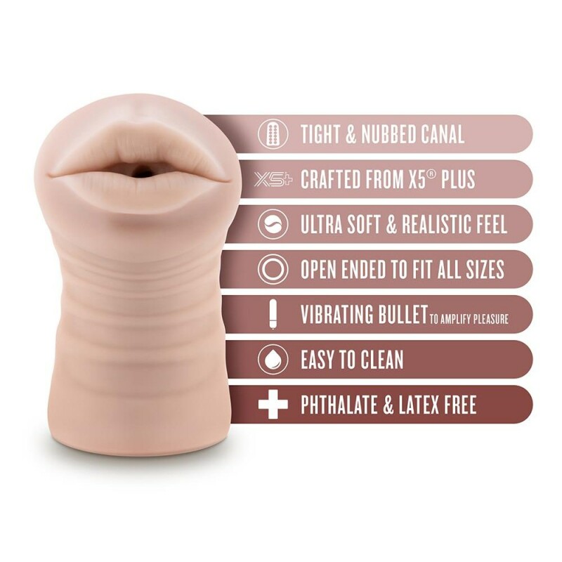Мастурбатор-рот з віброкулею Blush Nicole реалістичний, бежевий, 12.5 х 3.5 см - Изображение 5
