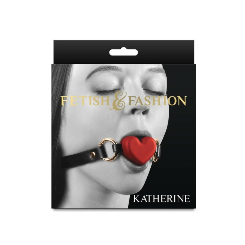 Кляп у вигляді серця NS Novelties Katherine на регульованому ремінці, червоно-чорний, 55 х 4 см - Изображение 2