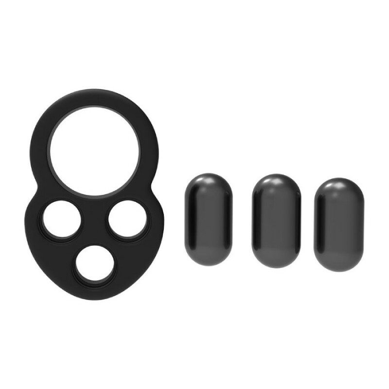 Ерекційне кільце Dream Toys Ramrod з трьома обтяжувачами, чорне, 7.5 х 3.3 см - Изображение 2