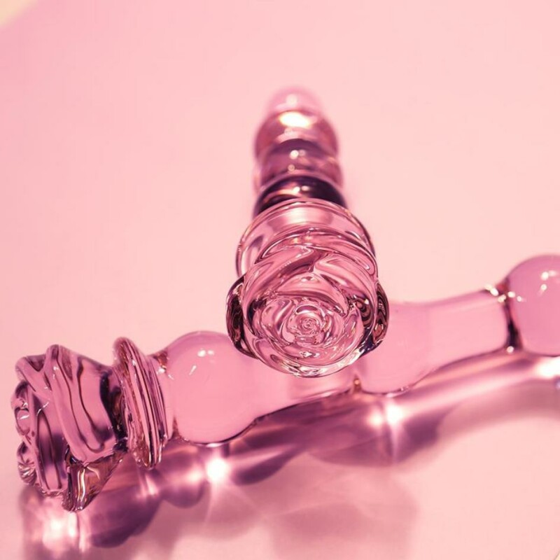 Скляний фалоімітатор Dreamtoys Glaze Glass Rosebud рожевий, 20 х 3.1 см - Изображение 6