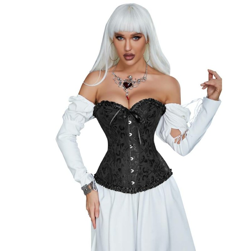 Корсет мереживний Star Night з трусиками, чорний, XL