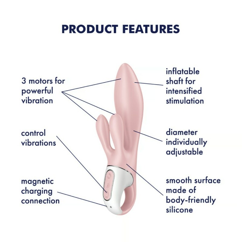 Вібратор-кролик Satisfyer Air Pump Bunny рожевий, 21 х 4 см - Изображение 6