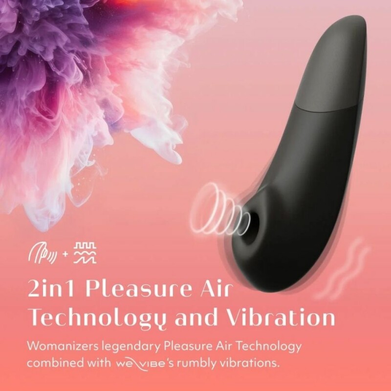 Кліторальний стимулятор 2 в 1 Womanizer Enhance Black вакуумна стимуляція та вібрація, чорний - Изображение 4