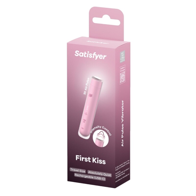 Вакуумний стимулятор Satisfyer First Kiss для клітора, рожевий, 12.5 х 2.5 см - Изображение 1
