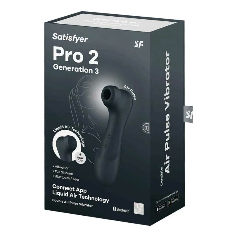 Вібратор Satisfyer Pro 2 Liquid Air з додатком, чорний, 16.4 см - Зображення 1