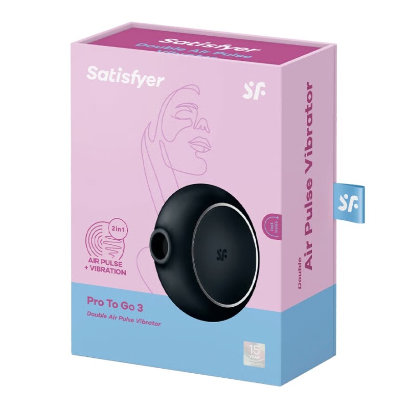 Вакуумний стимулятор Satisfyer Pro To Go 3 з вібрацією, чорний, 8.7 х 8.6 см - Изображение 1