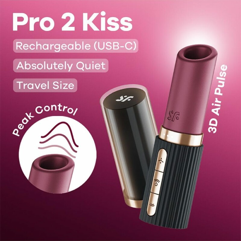 Вібратор у вигляді помади Satisfyer Pro 2 Kiss з вакуумною стимуляцією, червоний, 11.7 х 2.9 см - Изображение 6