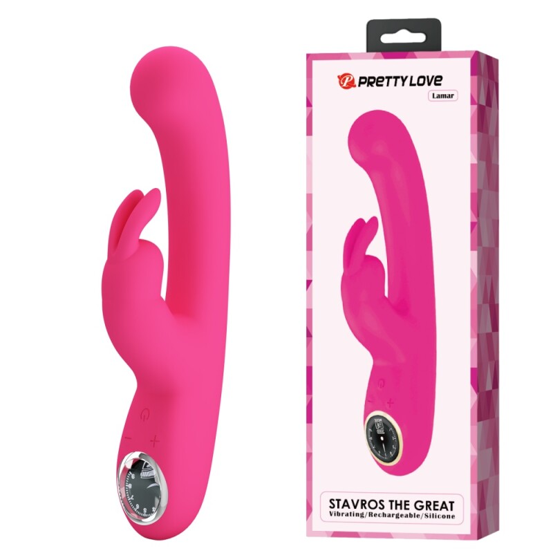 Вібратор-кролик Pretty Love Lamar з LED дісплеєм, рожевий, 22 х 4 см