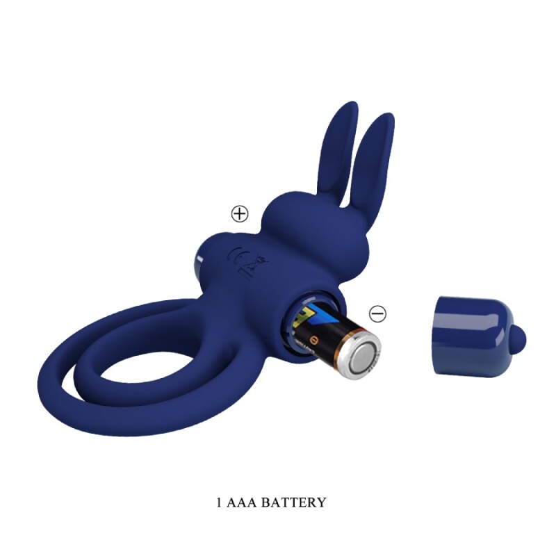 Ерекційне віброкільце Pretty Love Ring III з вушками, синє, 9.7 х 5.6 см - Изображение 8