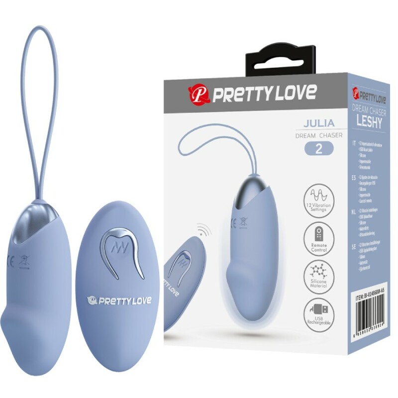 Віброяйце Pretty Love Julia з пультом, блакитне, 7.5 х 3.1 см