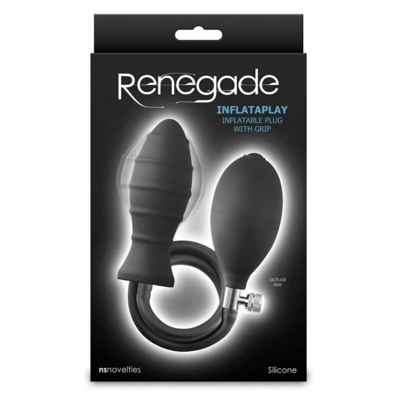 Анальна пробка NS Novelties Renegade з накачкою грушею, чорна, 10.5 х 4 см - Изображение 1
