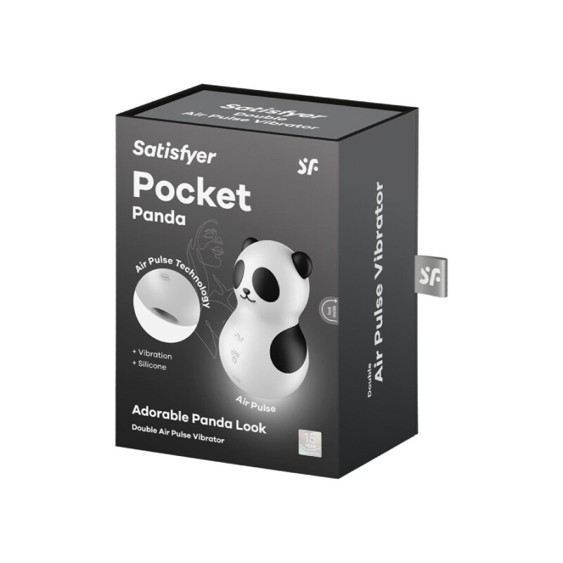 Вакуумний стимулятор Satisfyer Pocket Panda з вібрацією, чорно-білий, 8.9 х 1.5 см - Зображення 1