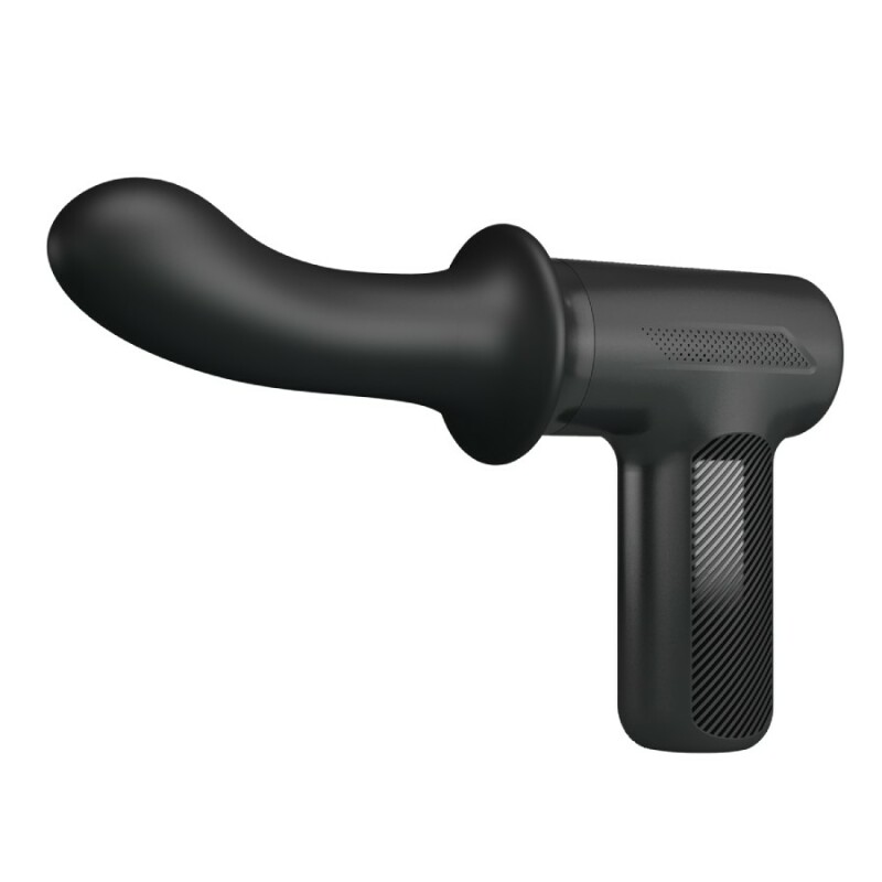 Вібратор-пістолет Pretty Love Massage Gun з фрикціями, чорний, 13.6 х 3.9 см - Зображення 2