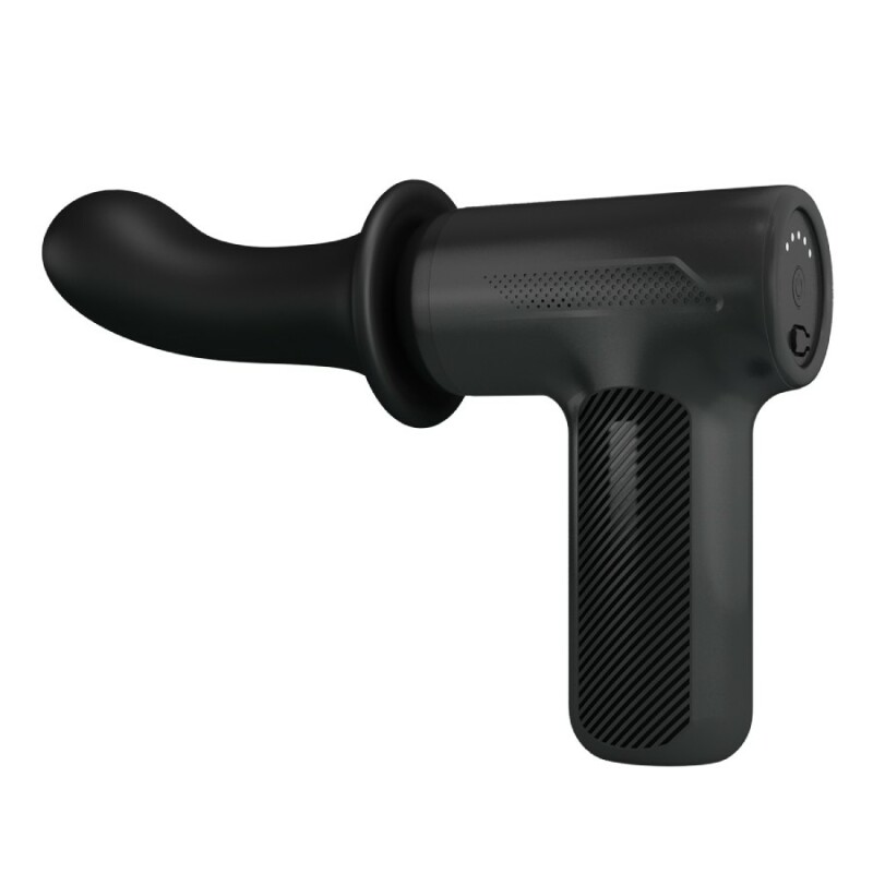 Вібратор-пістолет Pretty Love Massage Gun з фрикціями, чорний, 13.6 х 3.9 см - Зображення 3