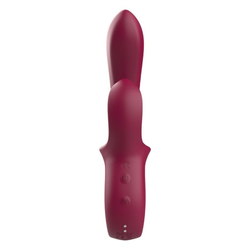 Вібратор-кролик Dreamtoys Glam з ручкою-гачком, бордовий, 22.7 х 4.2 см - Зображення 4