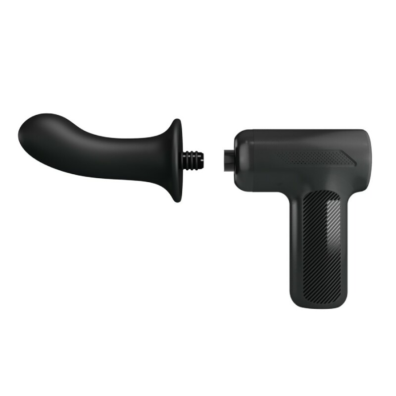 Вібратор-пістолет Pretty Love Massage Gun з фрикціями, чорний, 13.6 х 3.9 см - Зображення 4