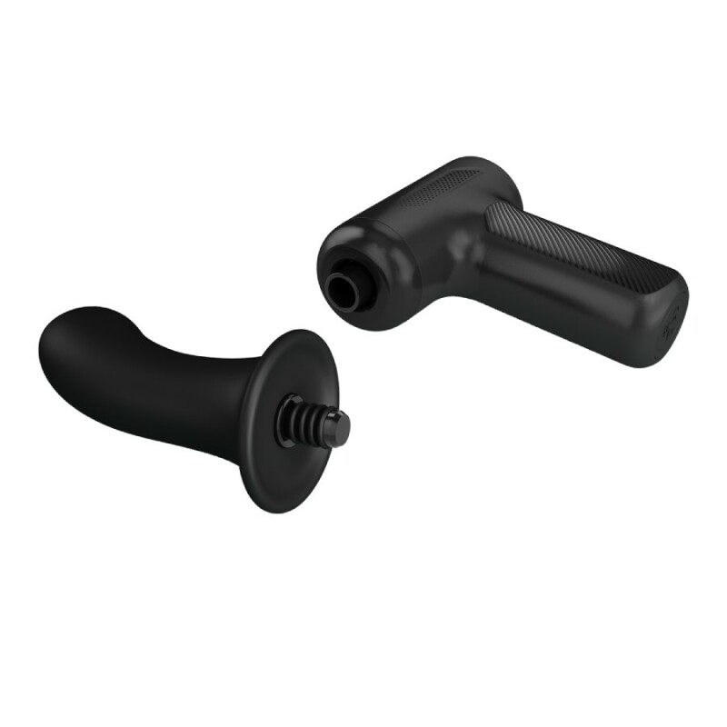Вібратор-пістолет Pretty Love Massage Gun з фрикціями, чорний, 13.6 х 3.9 см - Зображення 6