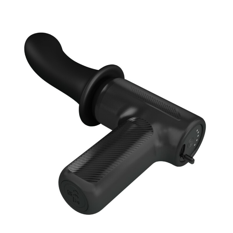 Вібратор-пістолет Pretty Love Massage Gun з фрикціями, чорний, 13.6 х 3.9 см - Зображення 7