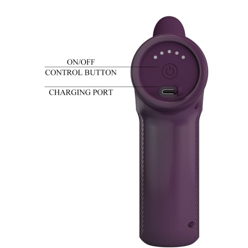Вібратор-пістолет Pretty Love Massage Gun з фрикціями, фіолетовий, 13.6 х 3.9 см - Зображення 9