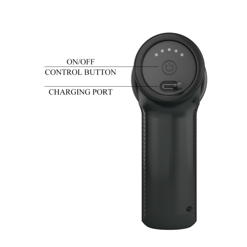 Вібратор-пістолет Pretty Love Massage Gun з фрикціями, чорний, 13.6 х 3.9 см - Зображення 9
