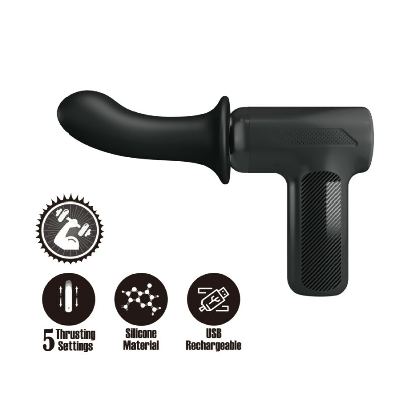 Вібратор-пістолет Pretty Love Massage Gun з фрикціями, чорний, 13.6 х 3.9 см - Зображення 1