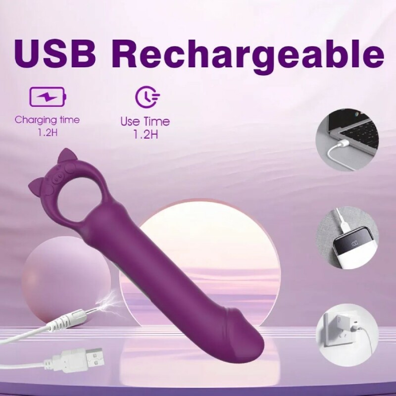 Мінівібратор Every Night Toys Grace з кільцем, фіолетовий, 14.5 х 2.8 см - Изображение 3