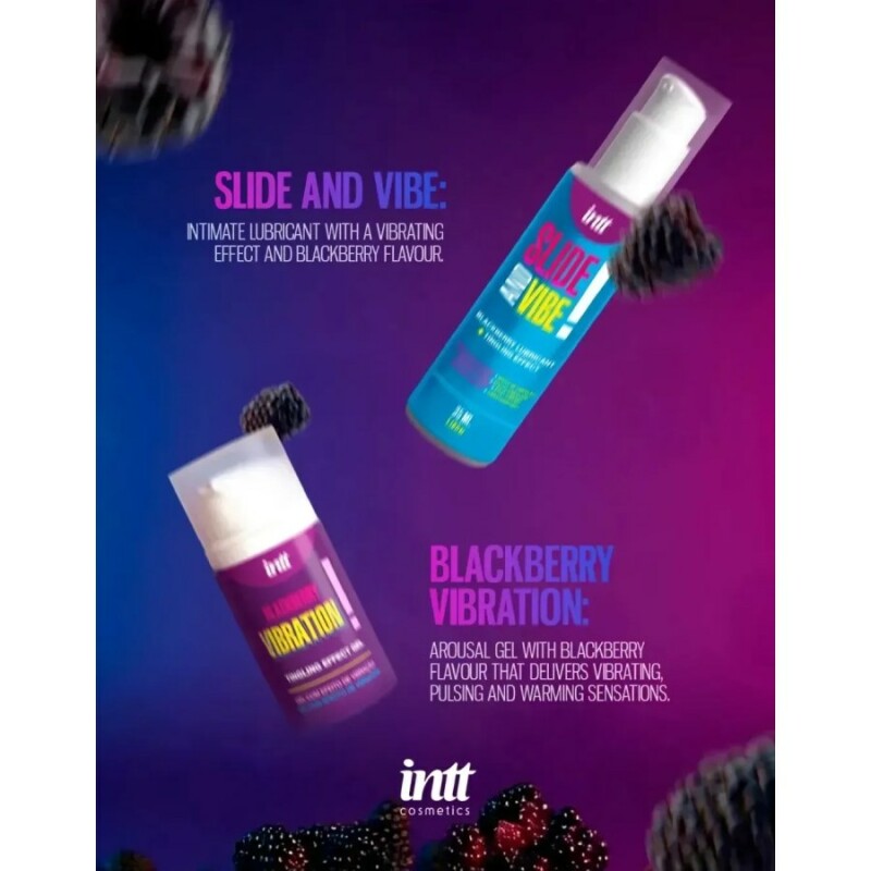 Їстівний лубрикант Intt Slide & Vibe Blackberry з ароматом ожини та віброефектом, 35 мл - Изображение 3