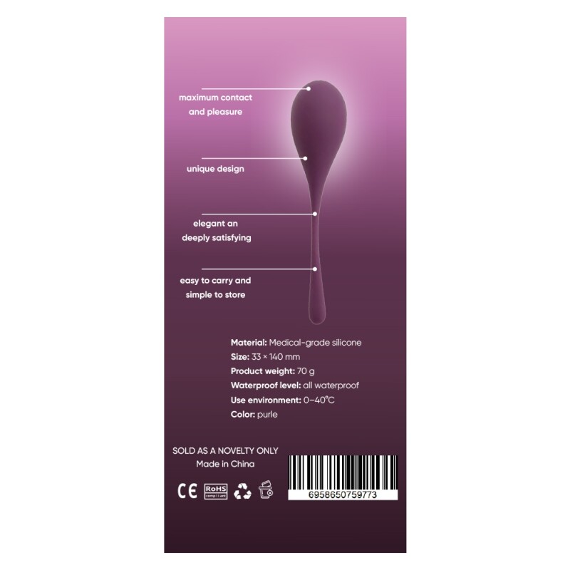 Тренажер Кегеля Sweet Em Kegel Ball з хвостиком, фіолетовий, 70 г, 14 х 3.3 см - Зображення 2