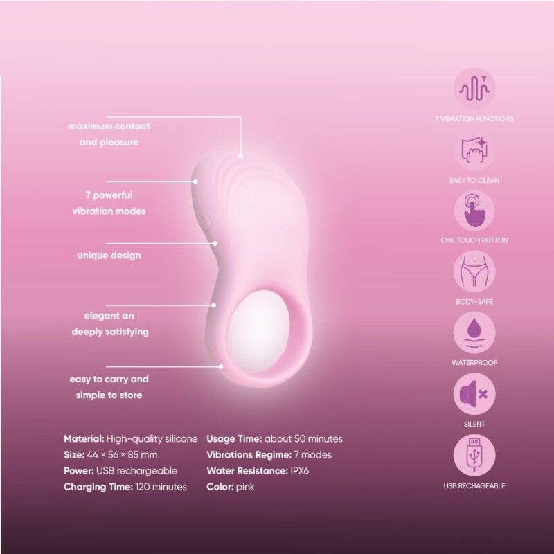 Ерекційне віброкільце Sweet Em Vibe Ring з пультом, рожеве, 8.5 х 4.5 см - Зображення 2