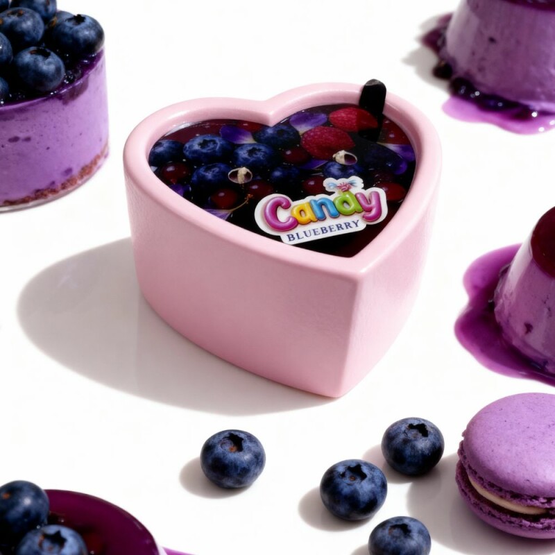 Масажна свічка з ароматом чорниці, 70 мл, Candy Blueberry у формі серця - Зображення 1
