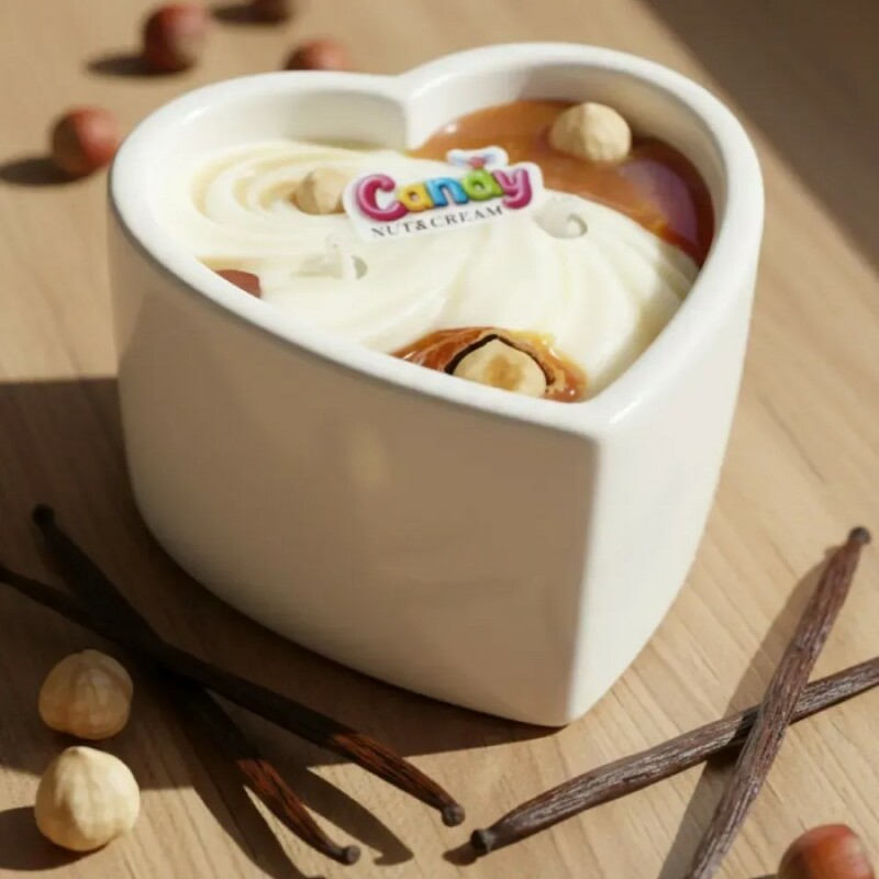 Масажна свічка з ароматом горіхового крему, 70 мл, Candy Nut Cream у формі серця - Зображення 5