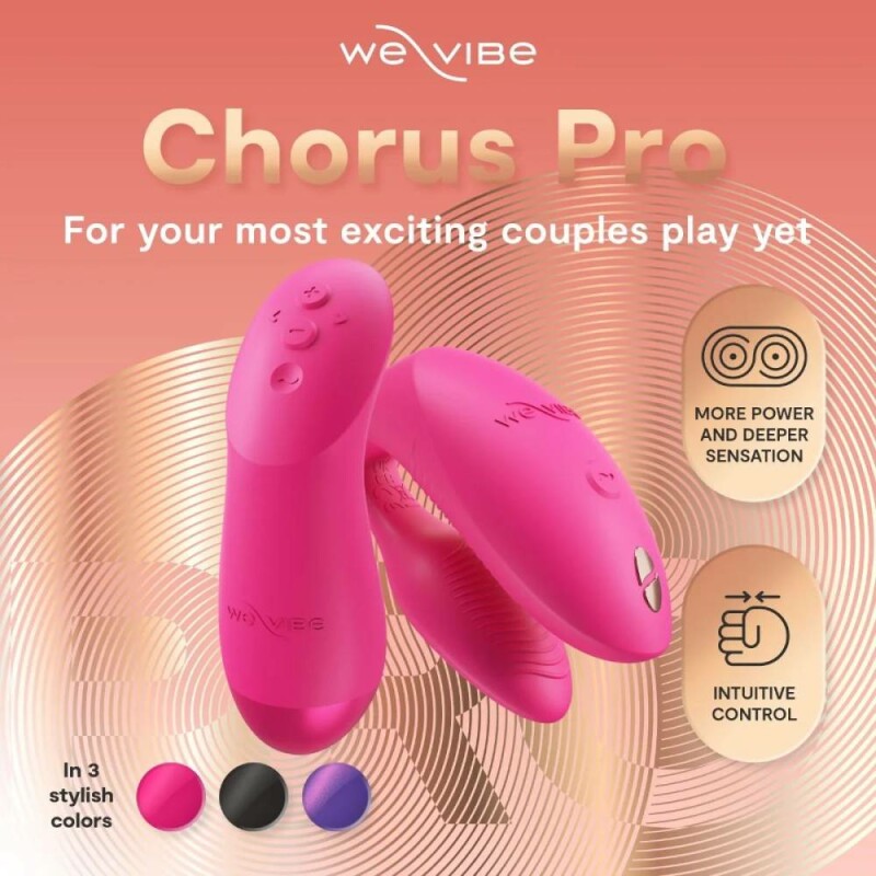 Вібратор для пар We-Vibe Chorus Pro з пультом і додатком, рожевий, 8 см - Зображення 8